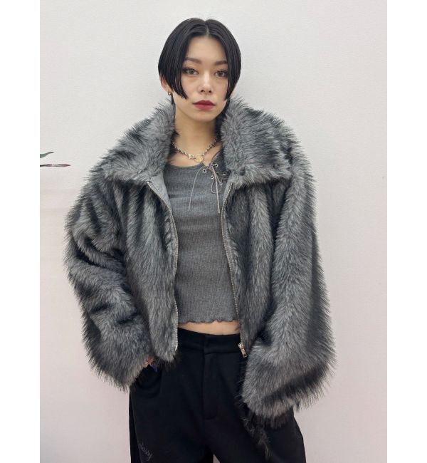 EVRIS「フェイクファーショートブルゾン」|ブルゾン・スタジャン|