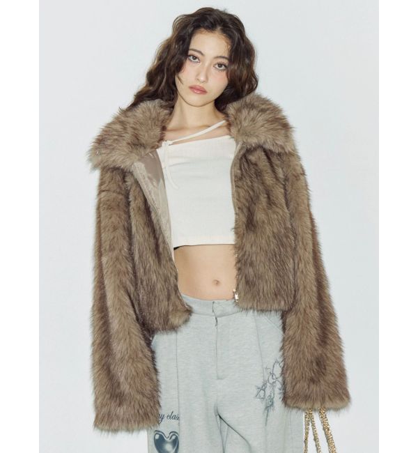 EVRIS「フェイクファーショートブルゾン」|ブルゾン・スタジャン|