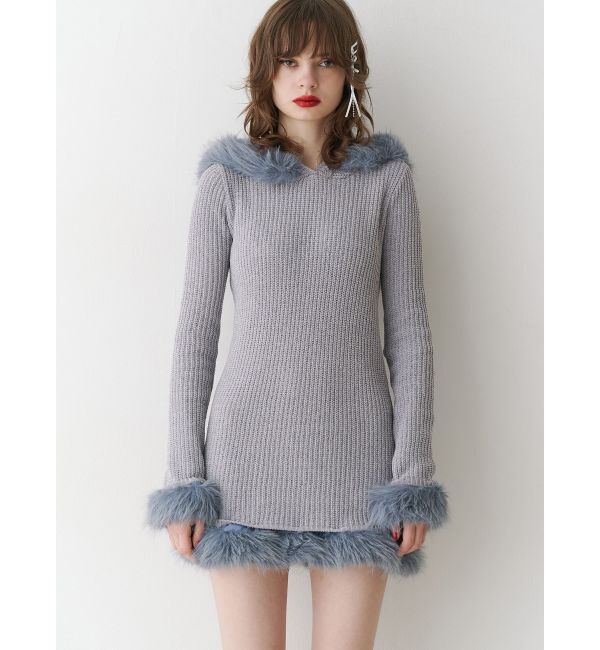 jouetie「ポイントファーモールニットワンピース」|ワンピース|