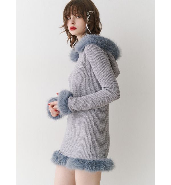 jouetie「ポイントファーモールニットワンピース」|ワンピース|