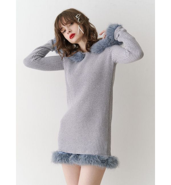 jouetie「ポイントファーモールニットワンピース」|ワンピース|