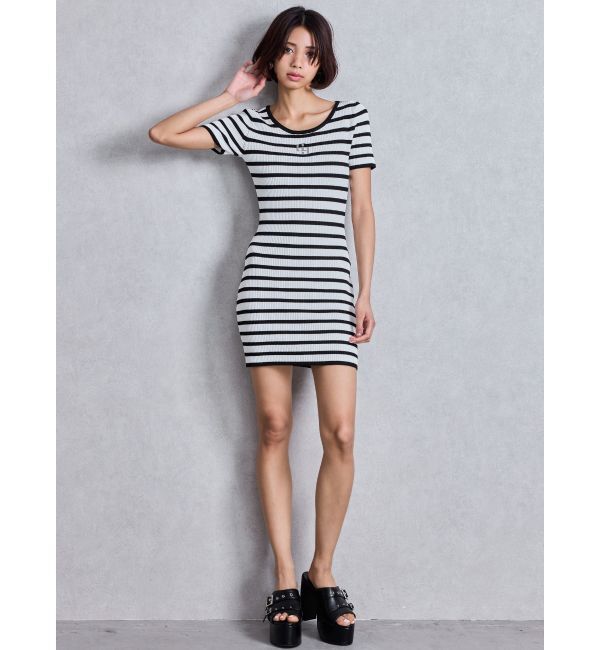 GYDA「GGプレートハーフスリーブニットワンピース」|ワンピース|