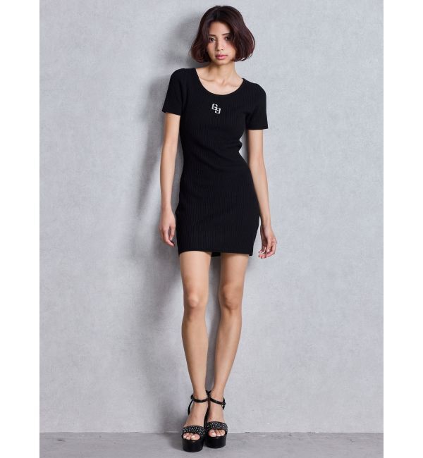 GYDA「GGプレートハーフスリーブニットワンピース」|ワンピース|
