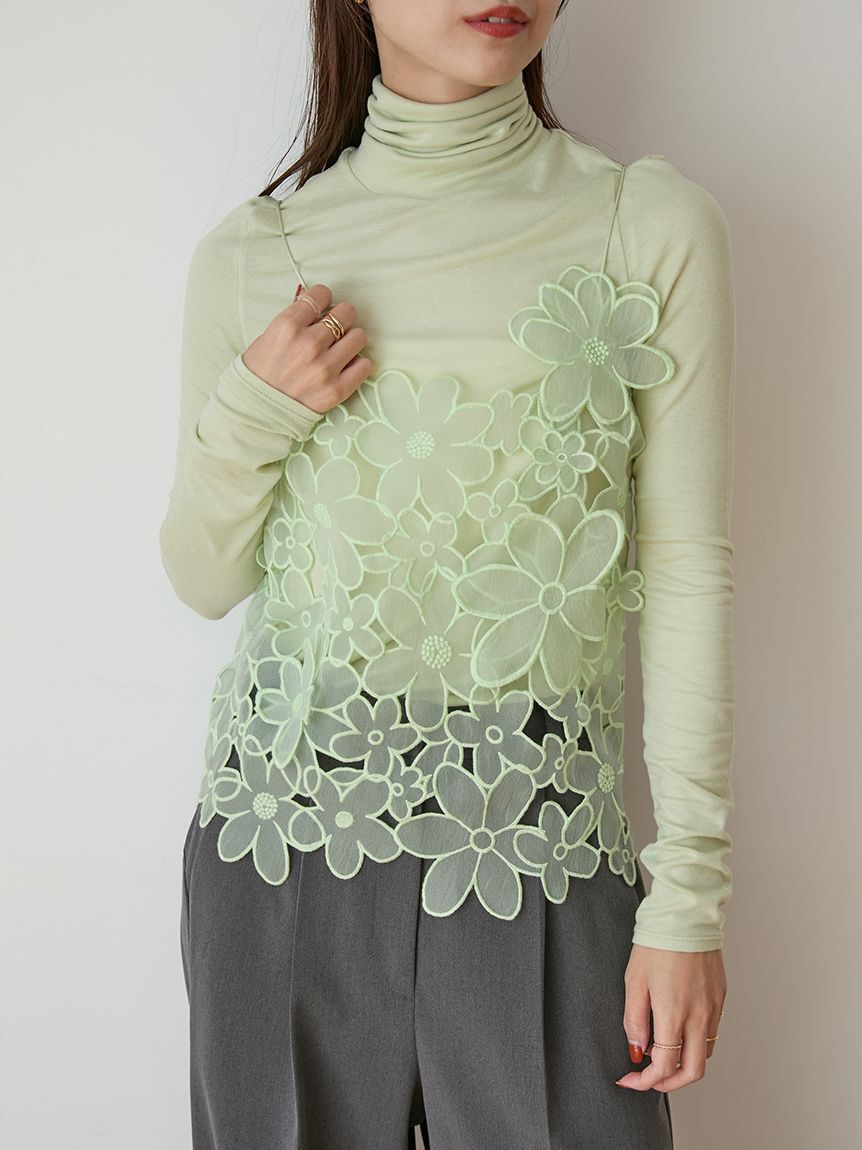 emmi atelier「フラワーオーガンジービスチェ」|ベスト・ジレ|