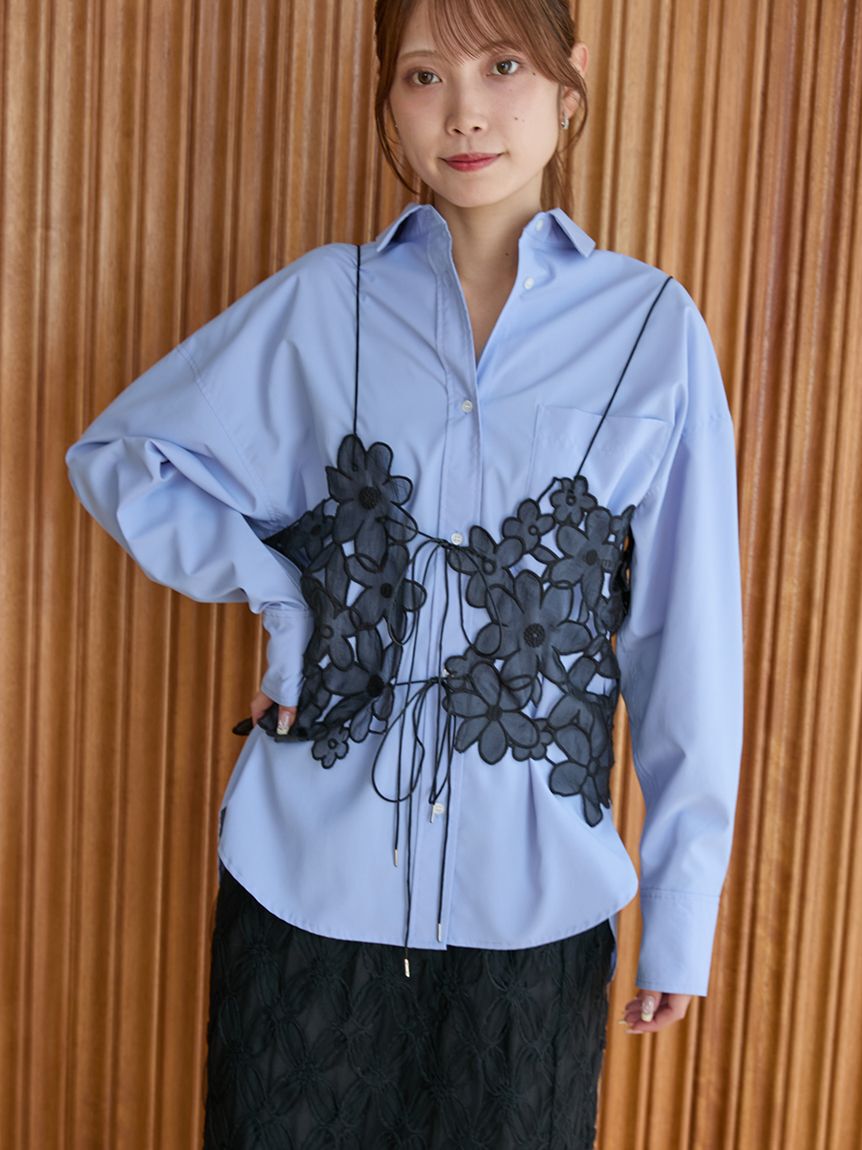 emmi atelier「フラワーオーガンジービスチェ」|ベスト・ジレ|