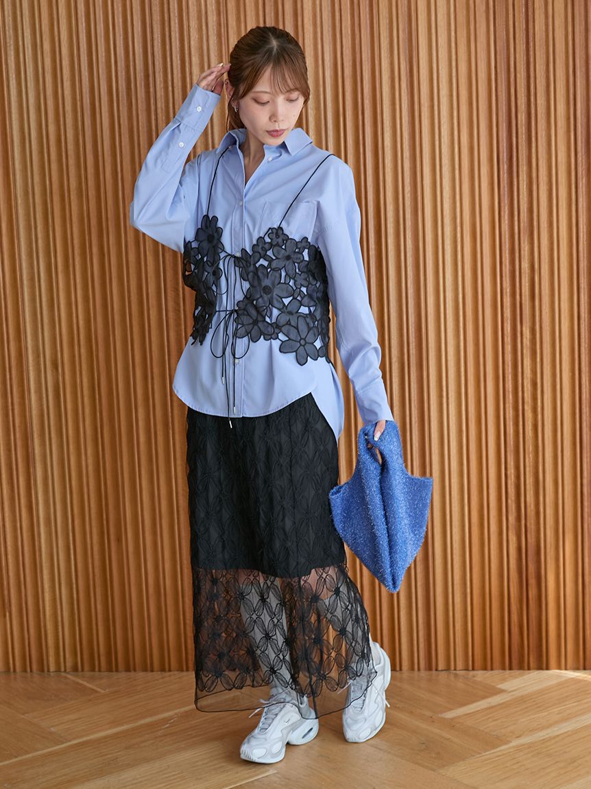 emmi atelier「フラワーオーガンジービスチェ」|ベスト・ジレ|