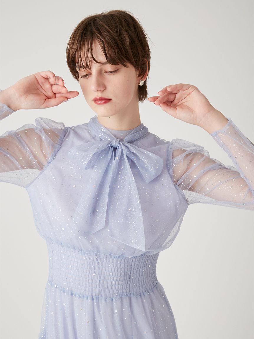 FURFUR「ロングスリーブラメチュールドレス」|ドレス|