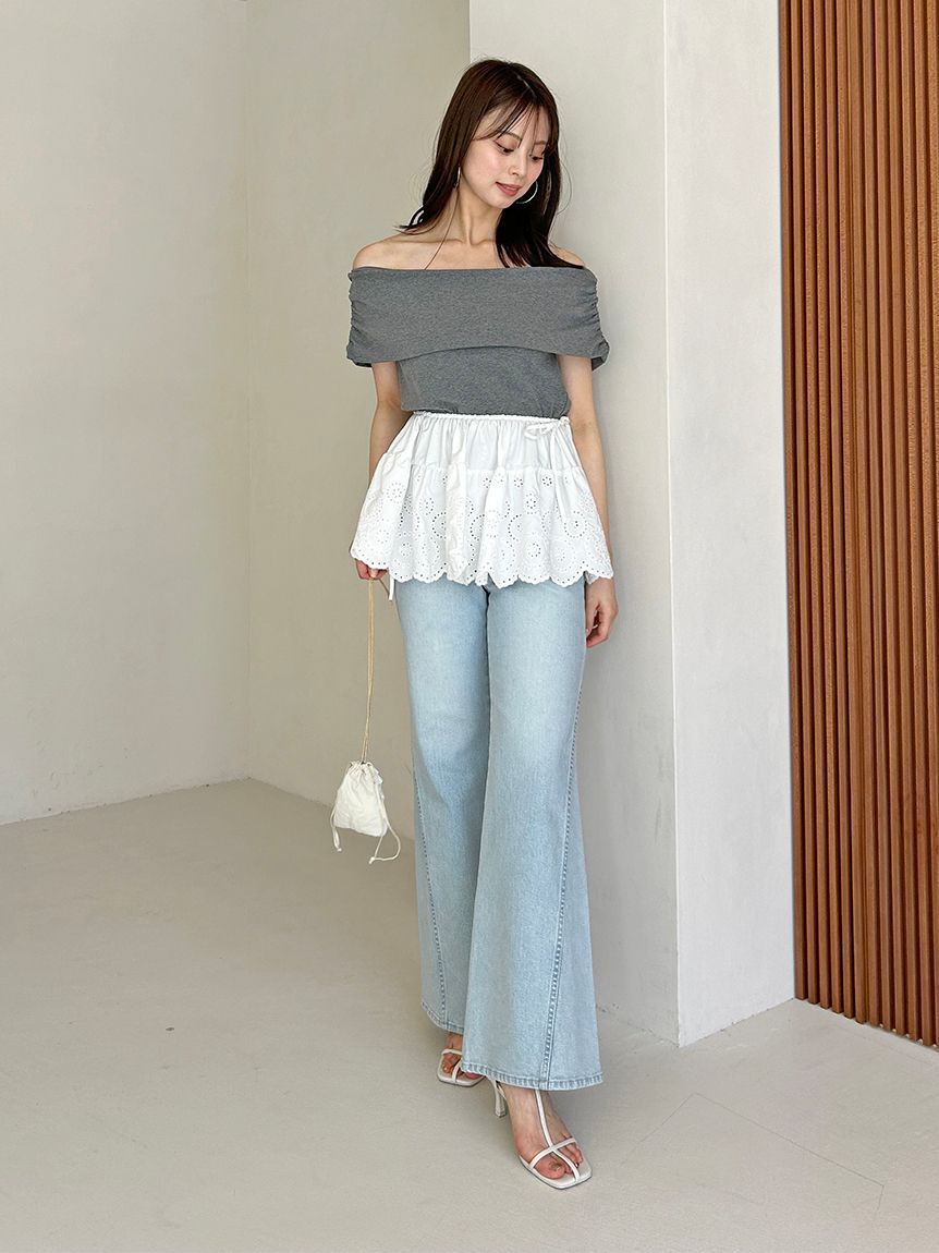 SNIDEL「【00サイズあり】Sustainableストレッチフレアデニムパンツ」|デニム|