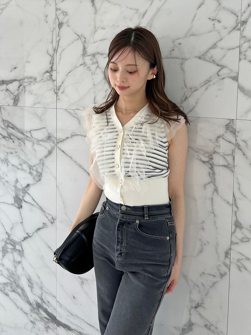 SNIDEL「【00サイズあり】Sustainableストレッチフレアデニムパンツ」|デニム|