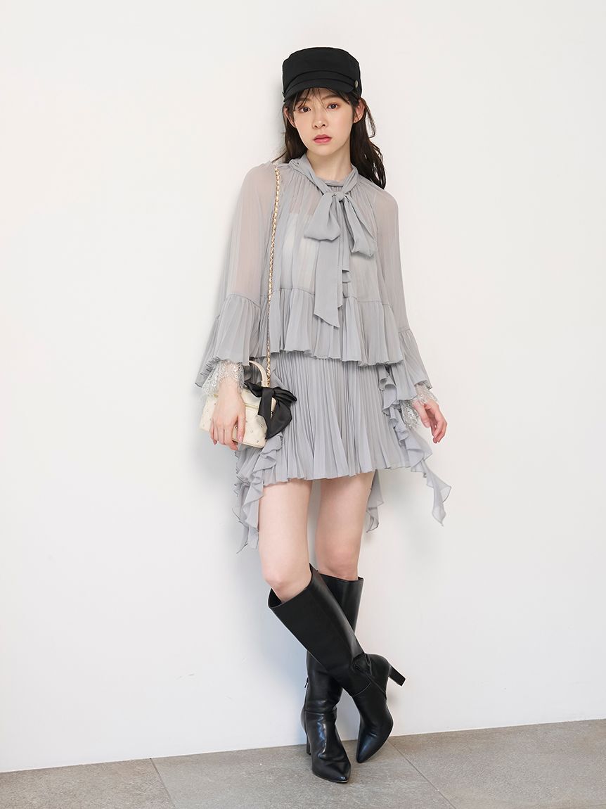 SNIDEL「レーストリムシフォンセットアップ」|ワンピース|