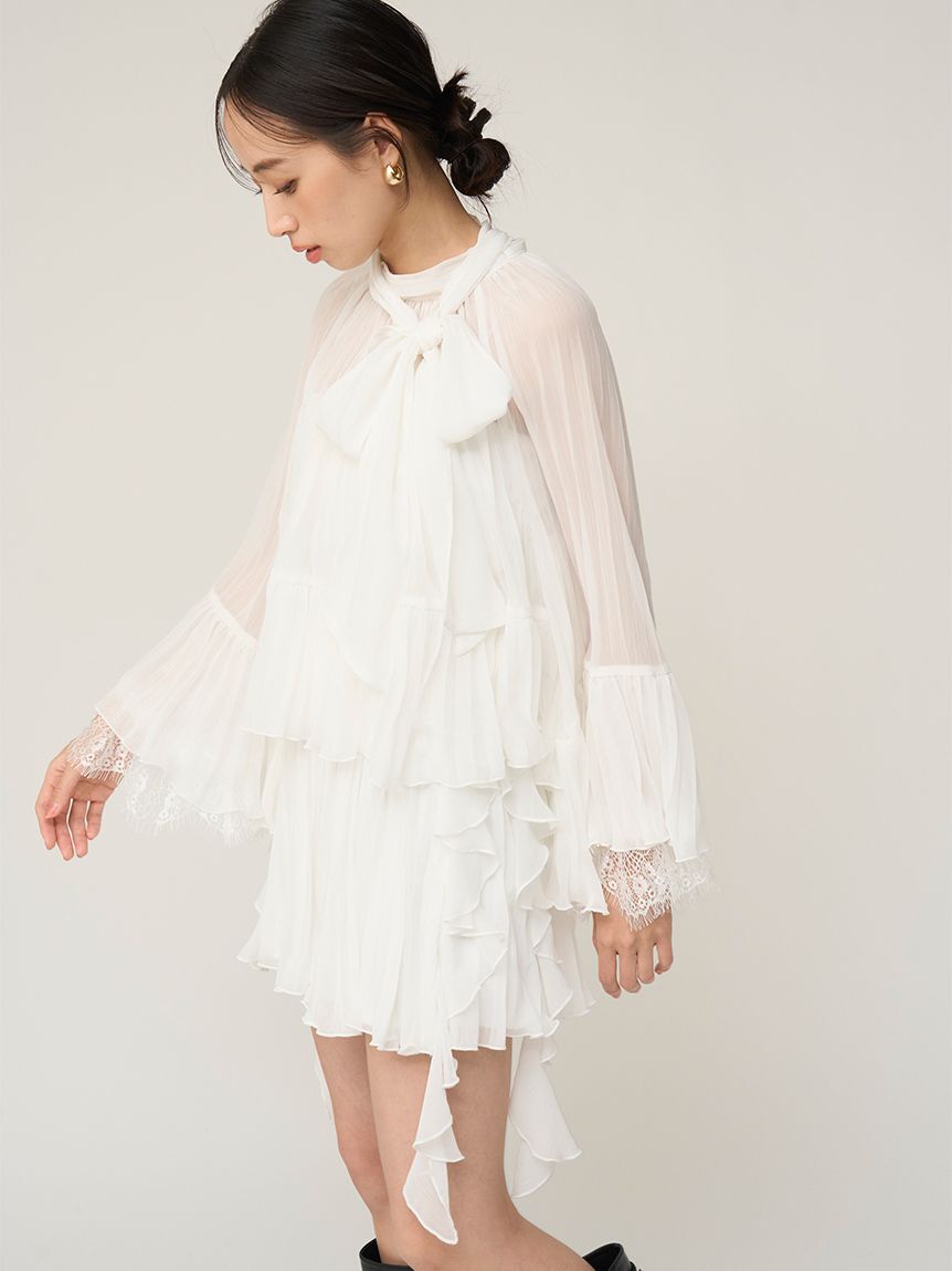 SNIDEL「レーストリムシフォンセットアップ」|ワンピース|