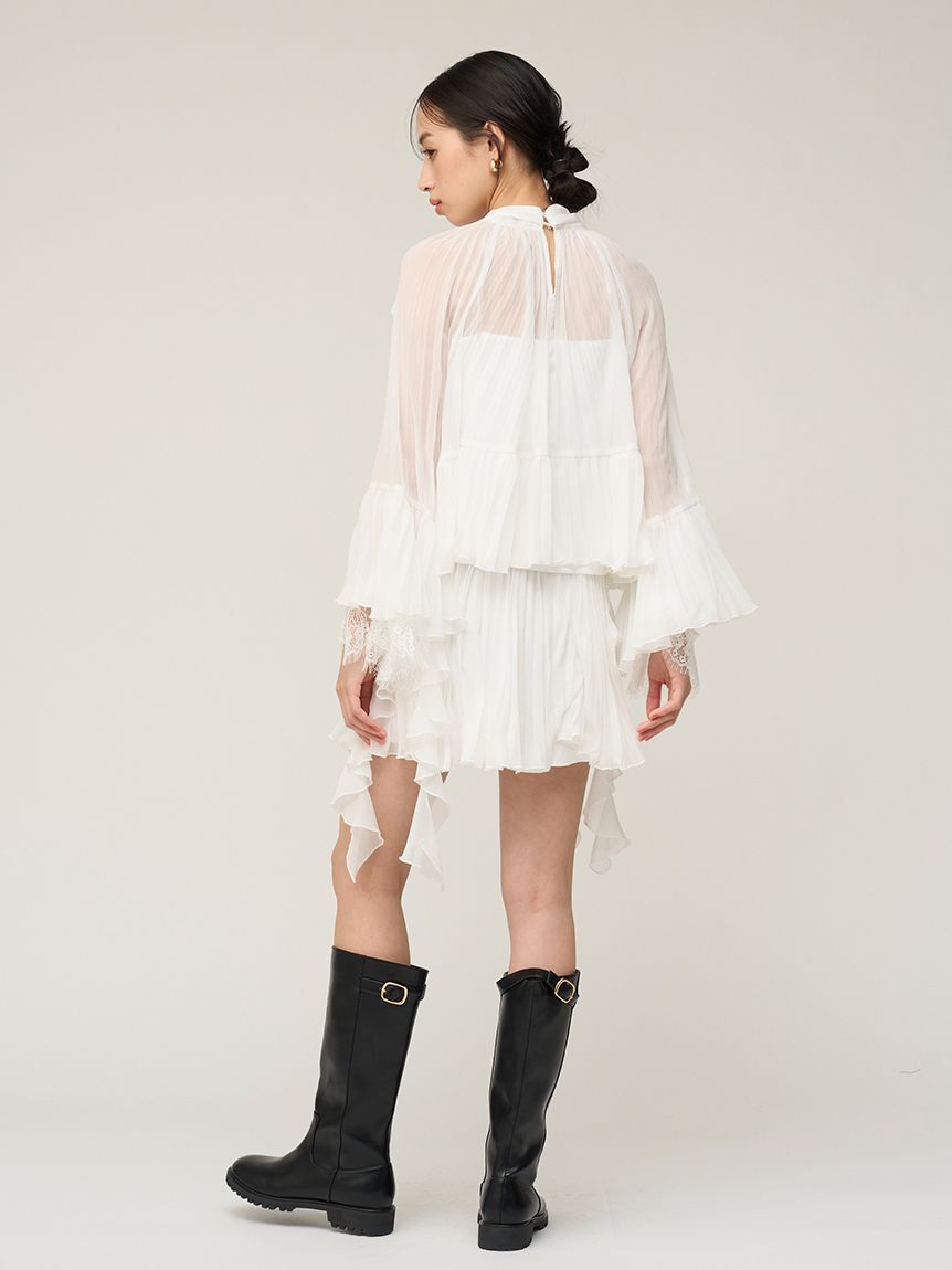 SNIDEL「レーストリムシフォンセットアップ」|ワンピース|
