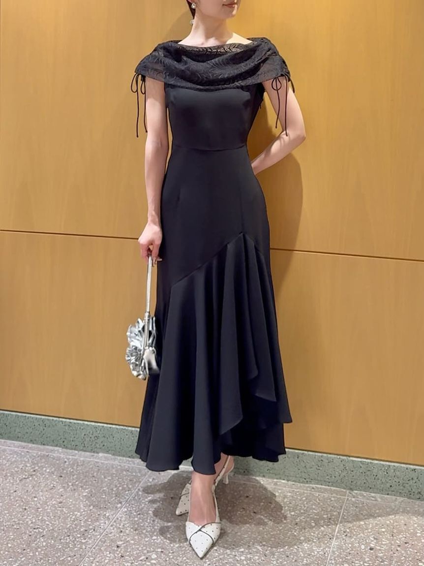 SNIDEL「ドレープケープマーメイドドレス」|ドレス|