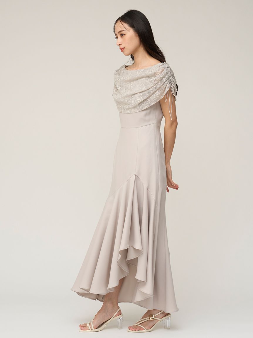 SNIDEL「ドレープケープマーメイドドレス」|ドレス|