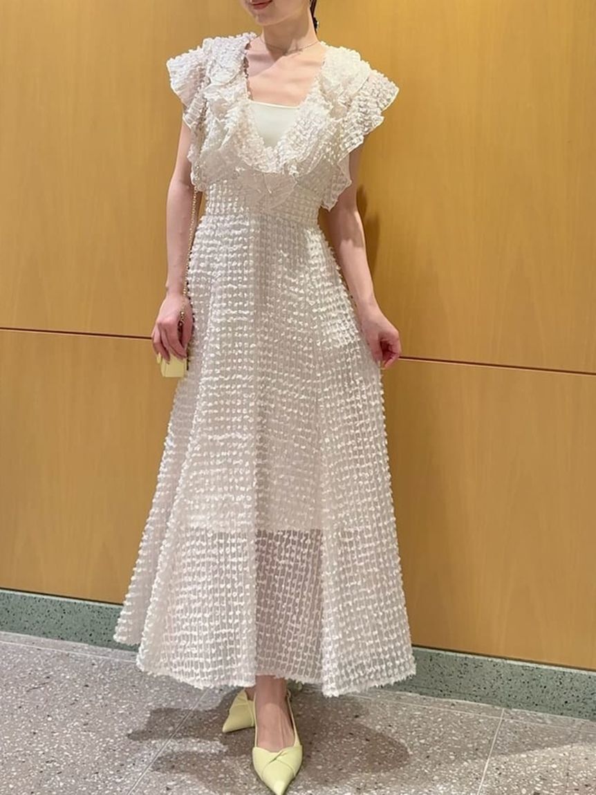 SNIDEL「ファブリックフリルドレス」|ドレス|