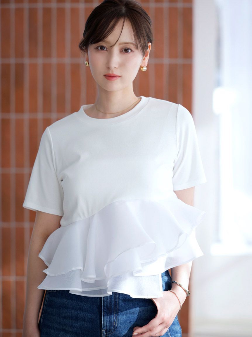 SNIDEL「ドッキングペプラムカットプルオーバー」|Tシャツ・カットソー|