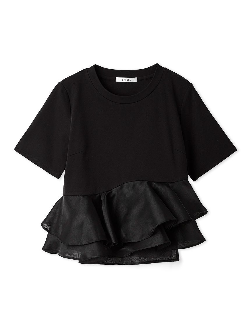 SNIDEL「ドッキングペプラムカットプルオーバー」|Tシャツ・カットソー|BLK