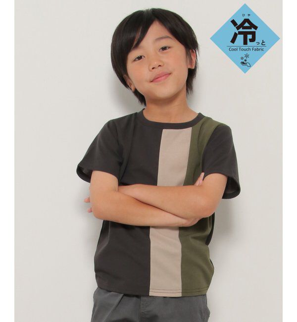 ikka kids「MK縦切り替えTシャツ（120~160cm）」|Tシャツ・カットソー|チャコール