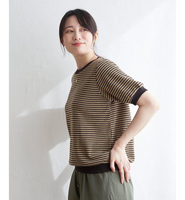 ikka「ハニカム柄ジャガードカットソー」|その他|