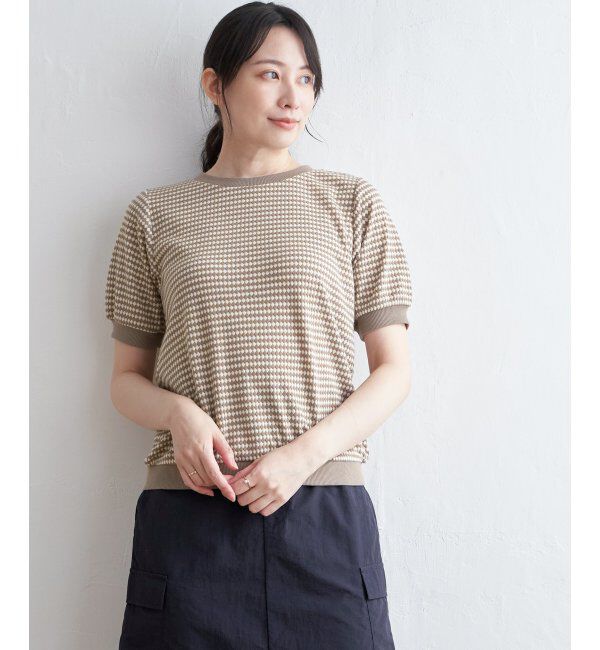 ikka「ハニカム柄ジャガードカットソー」|その他|ベージュ