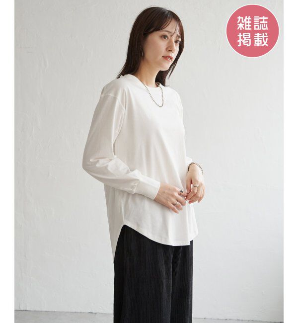 ikka「コットンUSA裾ラウンドロンT」|Tシャツ・カットソー|オフホワイト