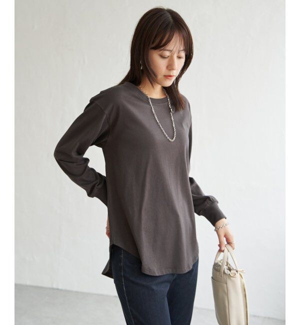 ikka「コットンUSA裾ラウンドロンT」|Tシャツ・カットソー|