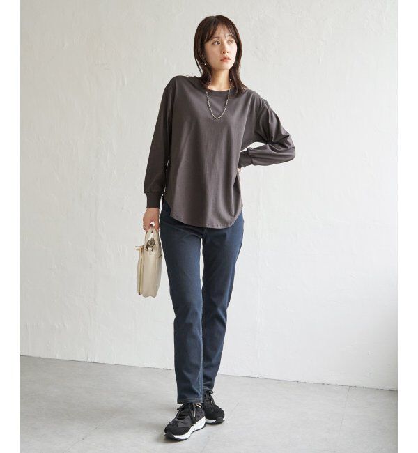 ikka「コットンUSA裾ラウンドロンT」|Tシャツ・カットソー|