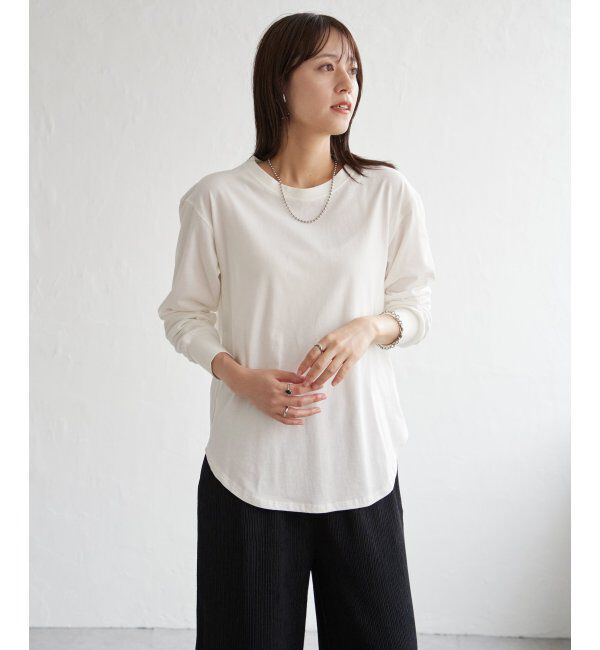 ikka「コットンUSA裾ラウンドロンT」|Tシャツ・カットソー|