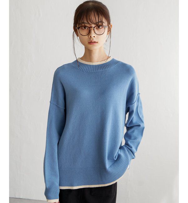 Lbc with Life「配色リブプルオーバー」|カーディガン|ブルー