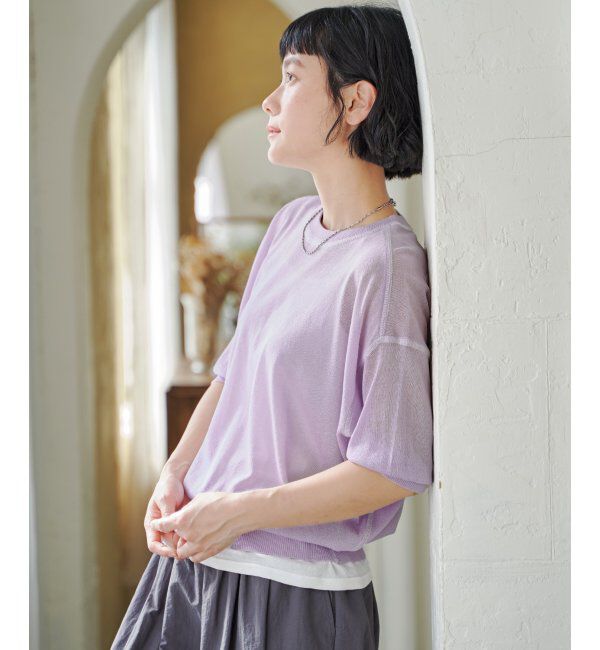 Lbc with Life「シアー配色ステッチプルオーバー」|カーディガン|