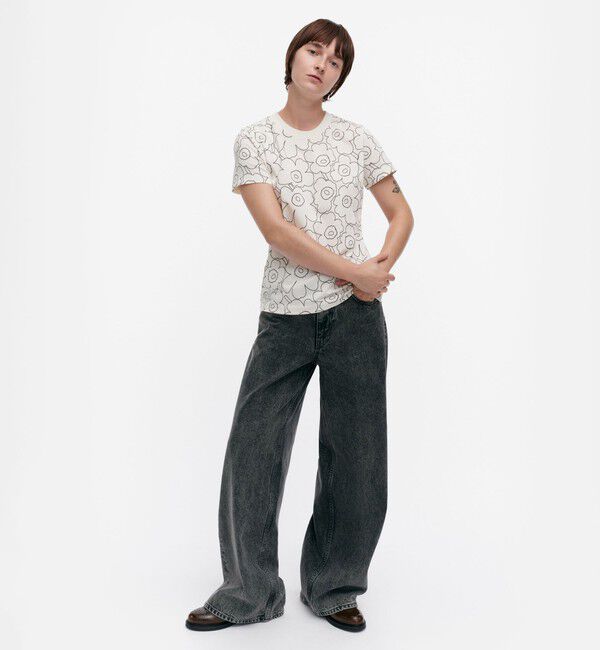 Marimekko「Heleys Piirto Unikko Tシャツ」|シャツ・ブラウス|ｵﾌﾎﾜｲﾄ&times;ﾌﾞﾗｯｸ