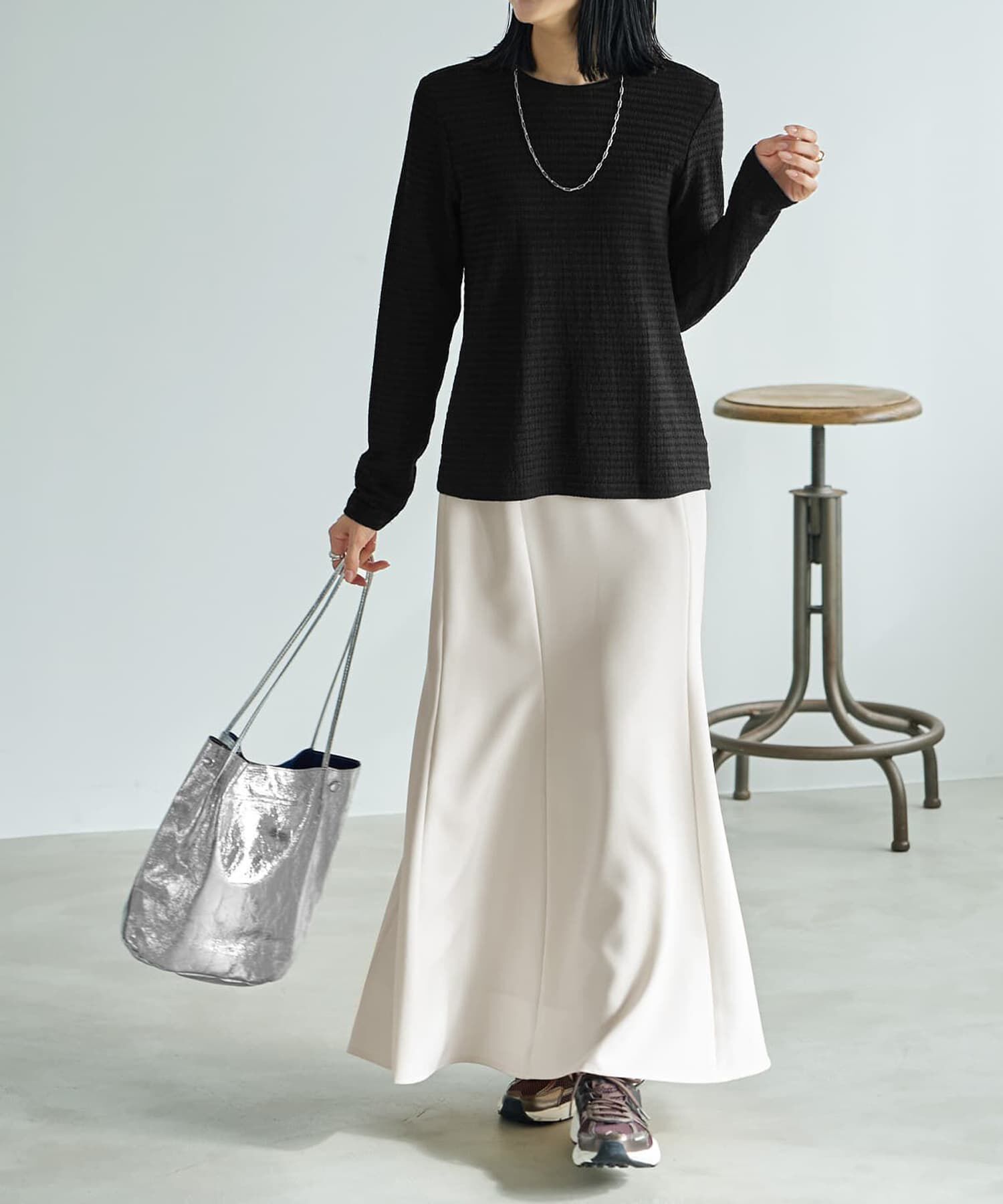 STYLE DELI「凹凸生地の長袖カットソートップス」|Tシャツ・カットソー|