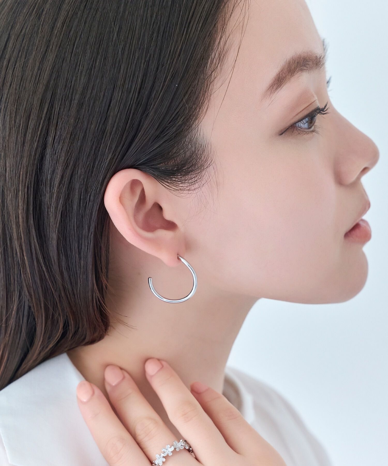 Phoebe「【金属アレルギー対応】2wayウェーブラインフープピアス　シルバー/ニッケルフリー」|ピアス|