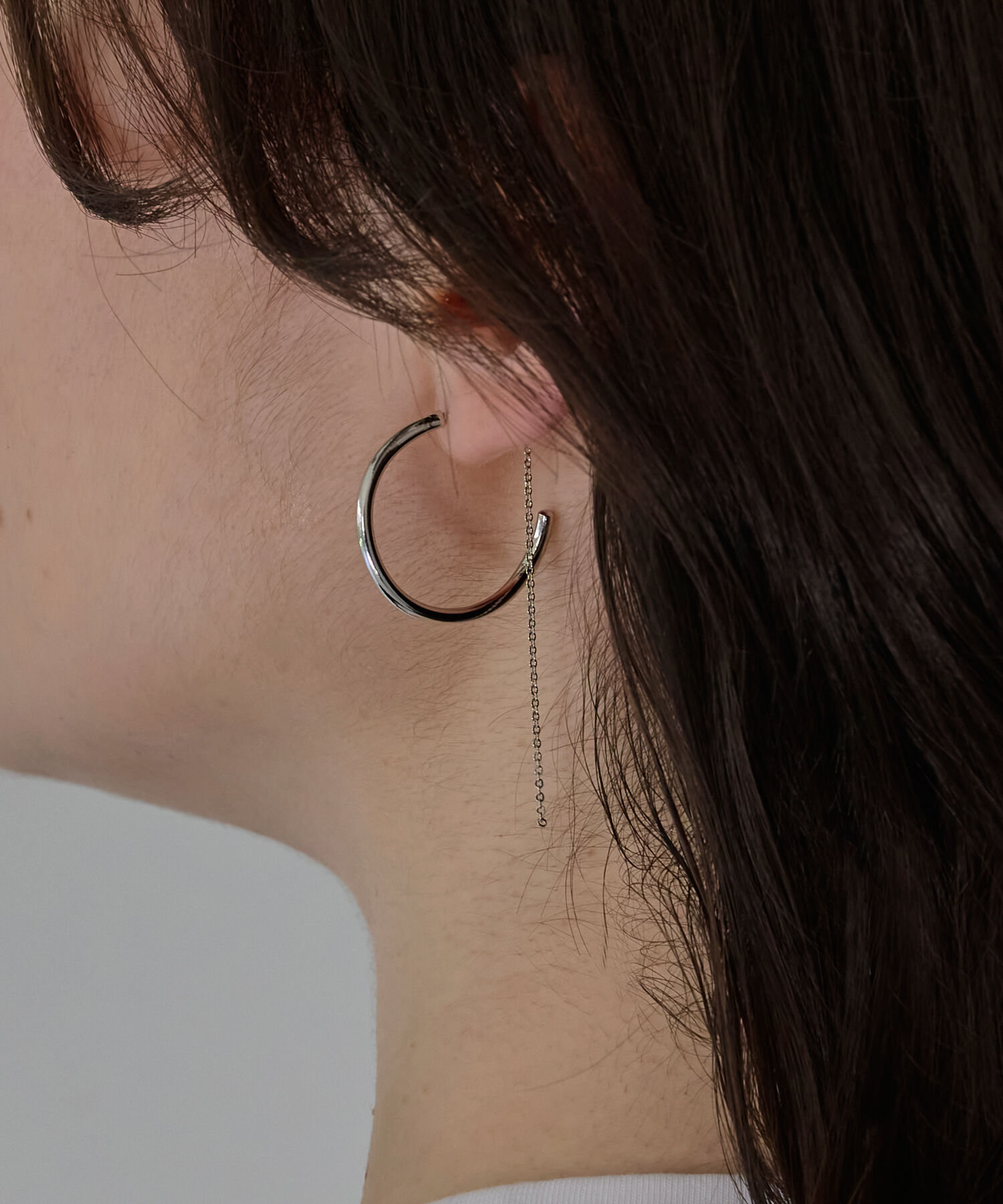 Phoebe「【金属アレルギー対応】2wayウェーブラインフープピアス　シルバー/ニッケルフリー」|ピアス|