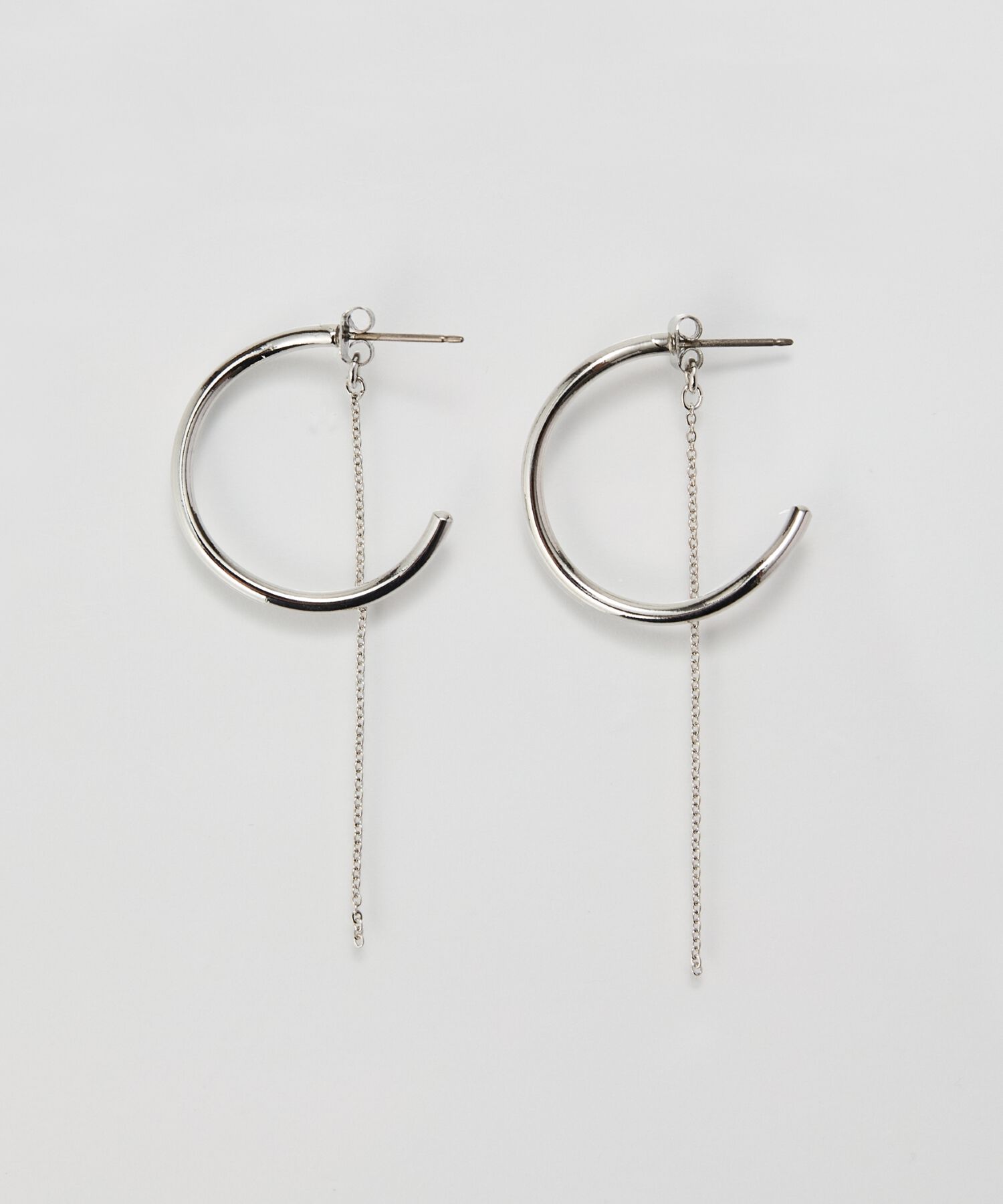 Phoebe「【金属アレルギー対応】2wayウェーブラインフープピアス　シルバー/ニッケルフリー」|ピアス|