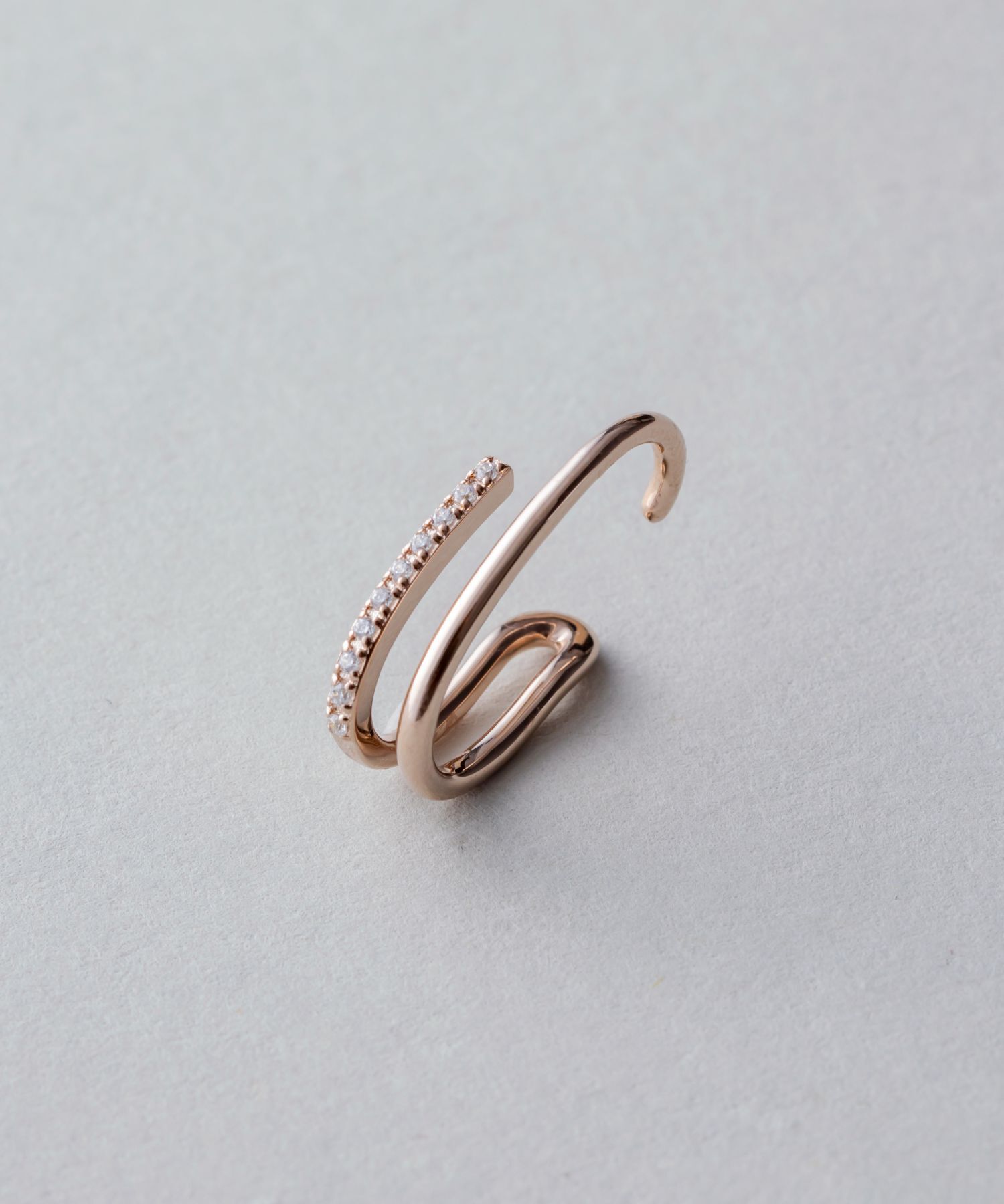 ete「ビジュー ライナーカフ」|イヤーカフ|ピンクゴールド