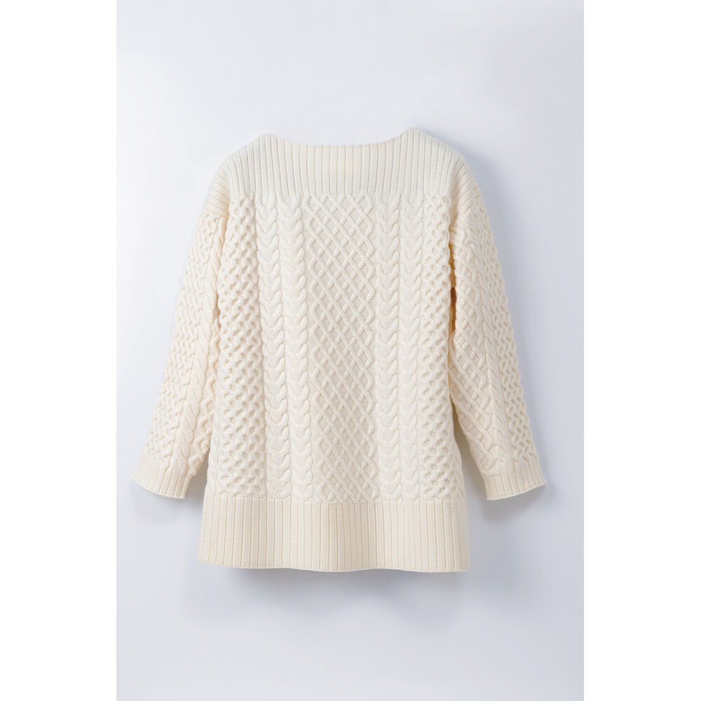 BACKYARD FAMILY「MIND マインド ケーブルニット セーター レディース 長袖 通販 プルオーバー 重ね着」|ニット・セーター|ホワイト1