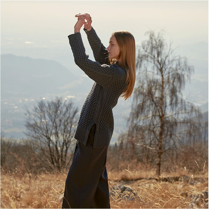 BACKYARD FAMILY「MIND マインド ケーブルニット セーター レディース 長袖 通販 プルオーバー 重ね着」|ニット・セーター|