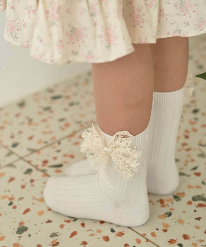 BACKYARD FAMILY「キッズ 靴下 クルー丈 女の子 通販 クルーソックス リブソックス ソックス くつ下 リボン 子供」|ソックス|