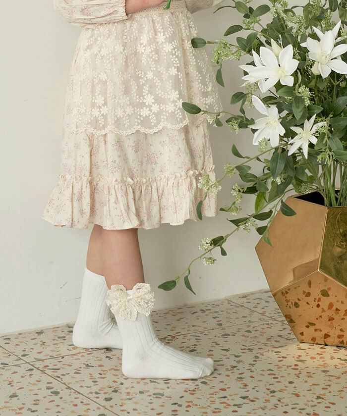 BACKYARD FAMILY「キッズ 靴下 クルー丈 女の子 通販 クルーソックス リブソックス ソックス くつ下 リボン 子供」|ソックス|