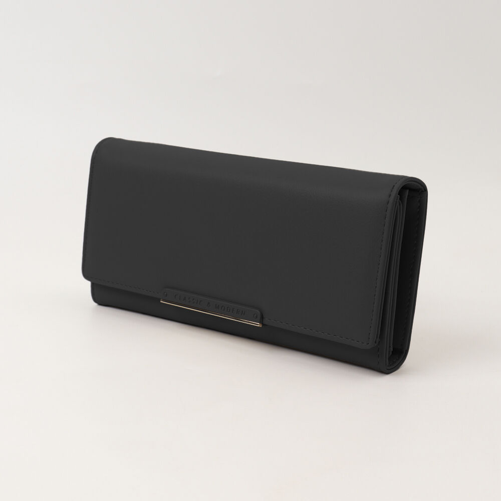 BACKYARD FAMILY「長財布 レディース 通販 三つ折り財布 大容量 おしゃれ 上品 カード入れ 小銭入れ ウォレット」|財布|ブラック1