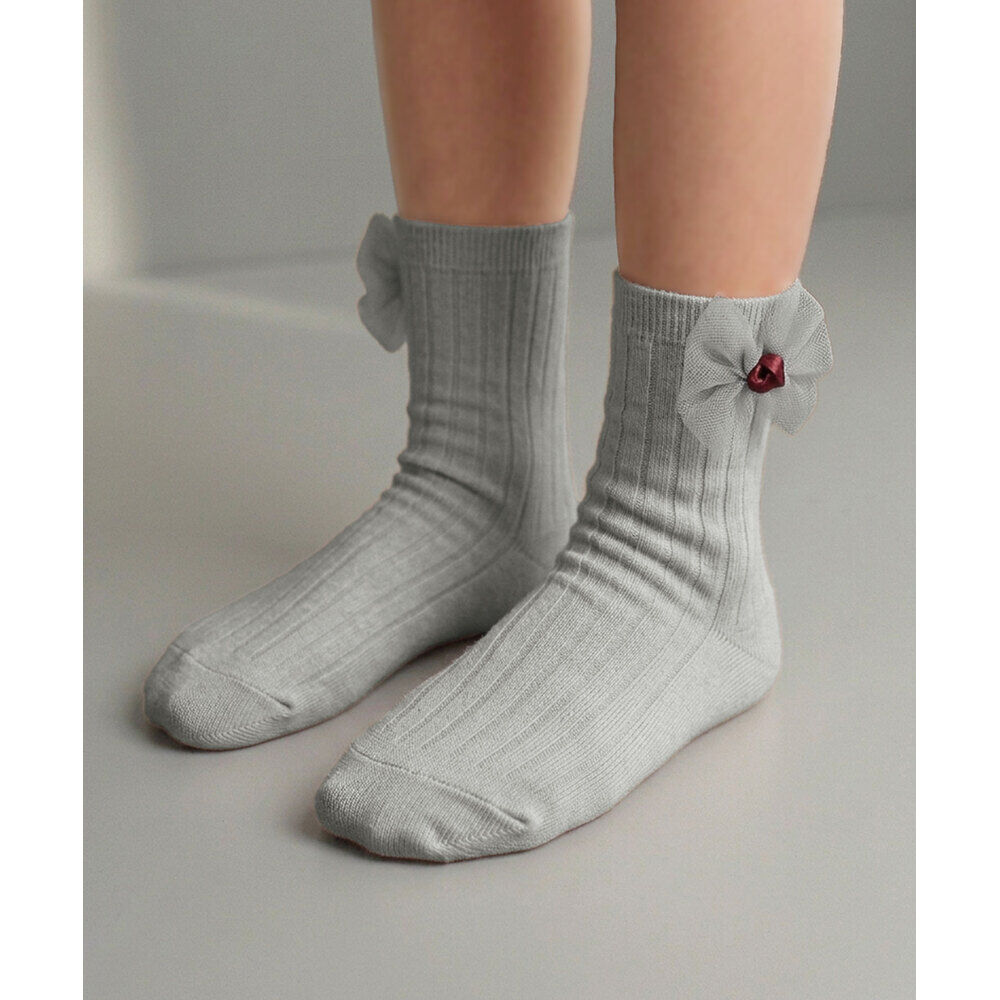 BACKYARD FAMILY「Rora 靴下 キッズ 通販 ローラ ソックス 女の子 ショートソックス リブソックス フォーマル」|ソックス|グレー1