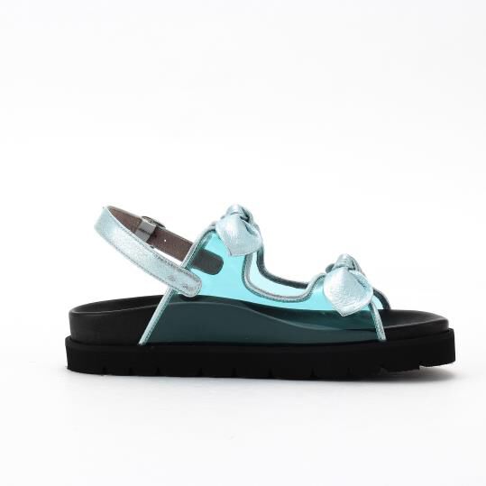 銀座かねまつ「KN250383PVCMETLTB 【本革】【PREMIERE PORTE】フットベットサンダル」|サンダル|