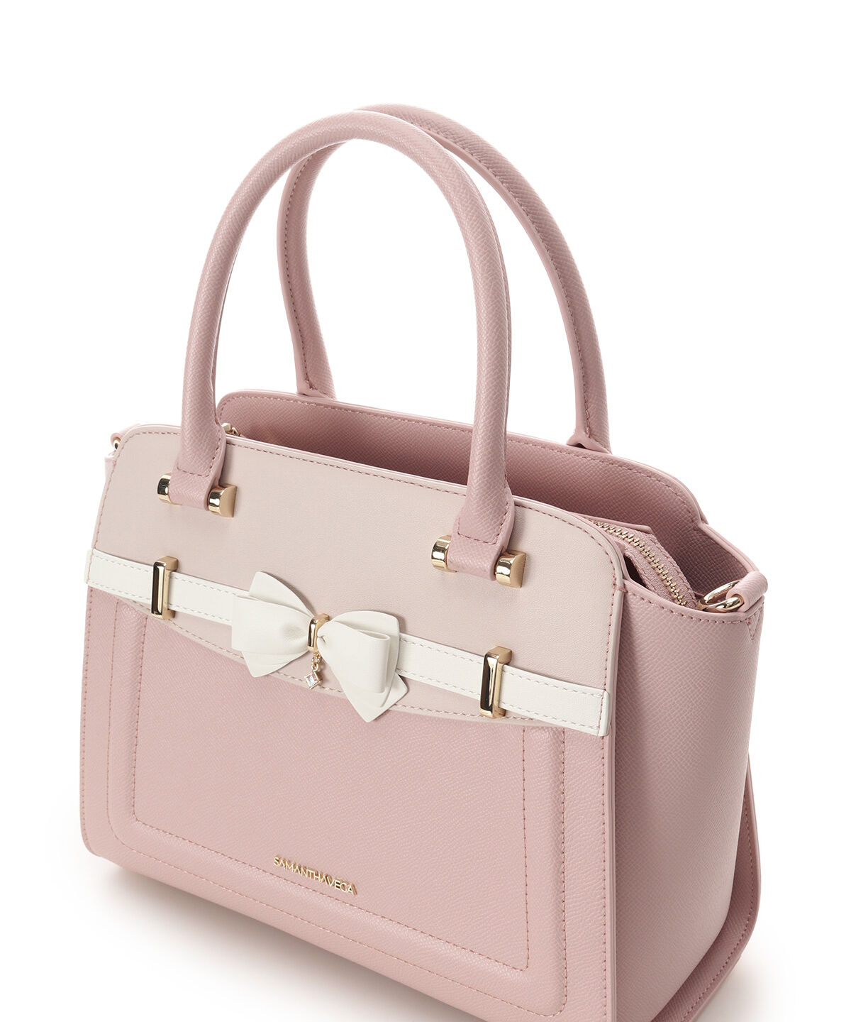 Samantha Vega「バイカラーアクセントリボンハンドバッグ」|ハンドバッグ|