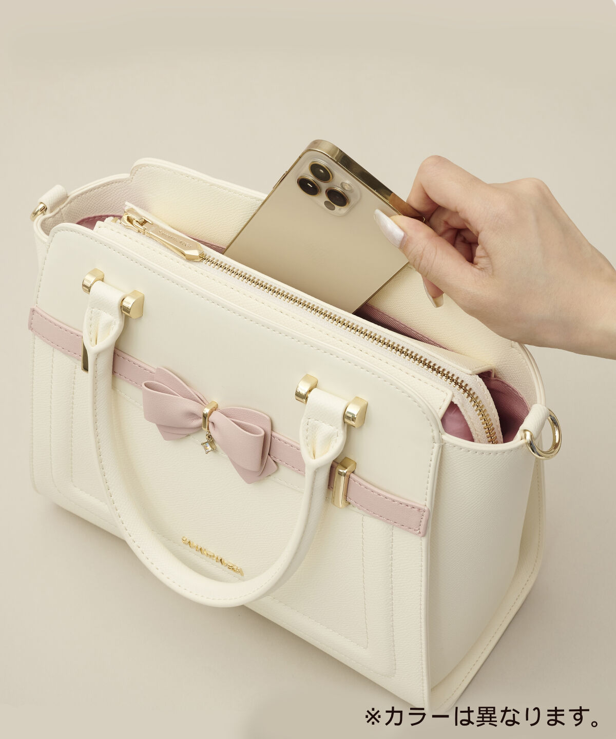 Samantha Vega「バイカラーアクセントリボンハンドバッグ」|ハンドバッグ|