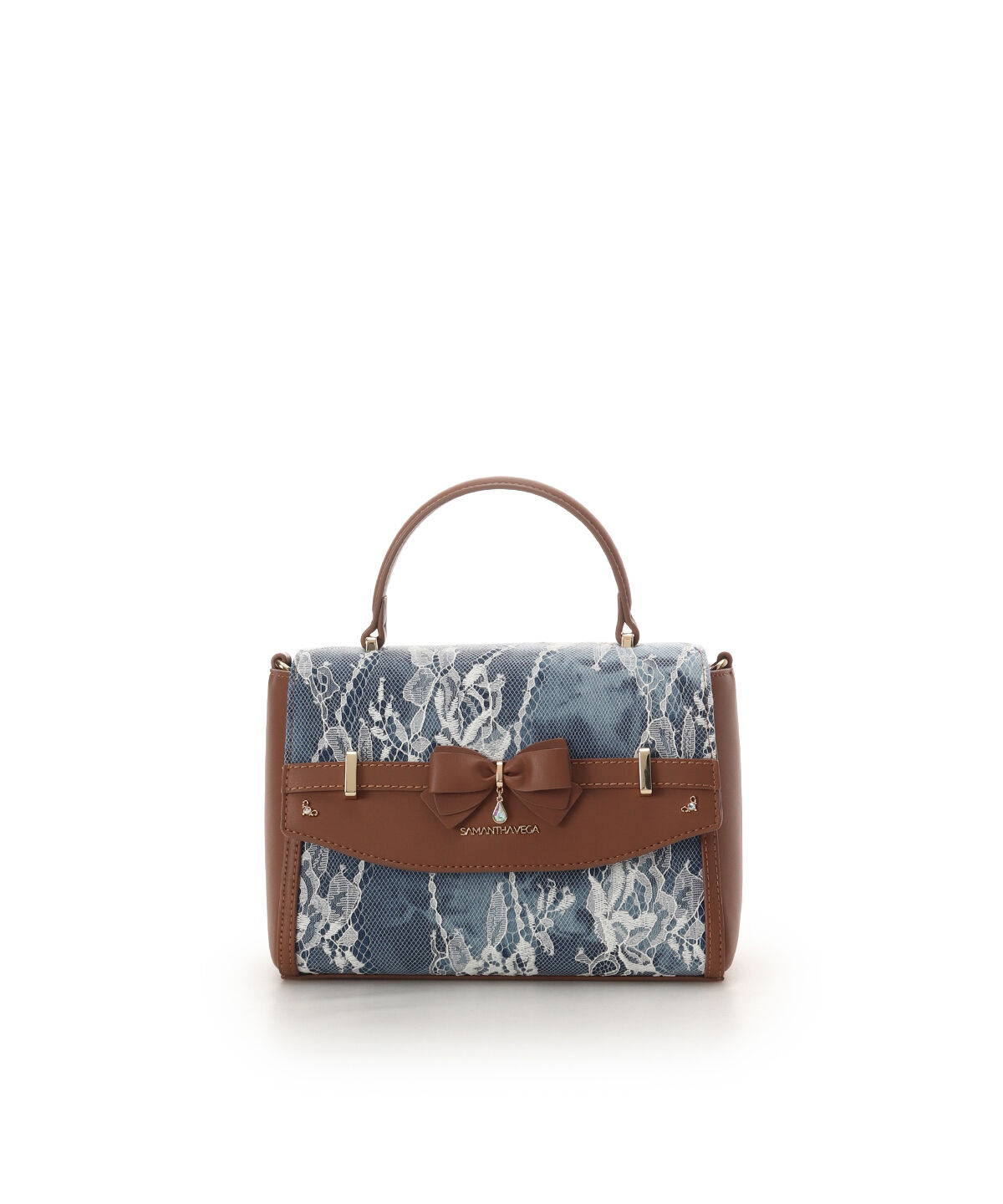 Samantha Vega「デニム調アクセントリボンショルダーバッグ」|ショルダー・メッセンジャー|インディゴ