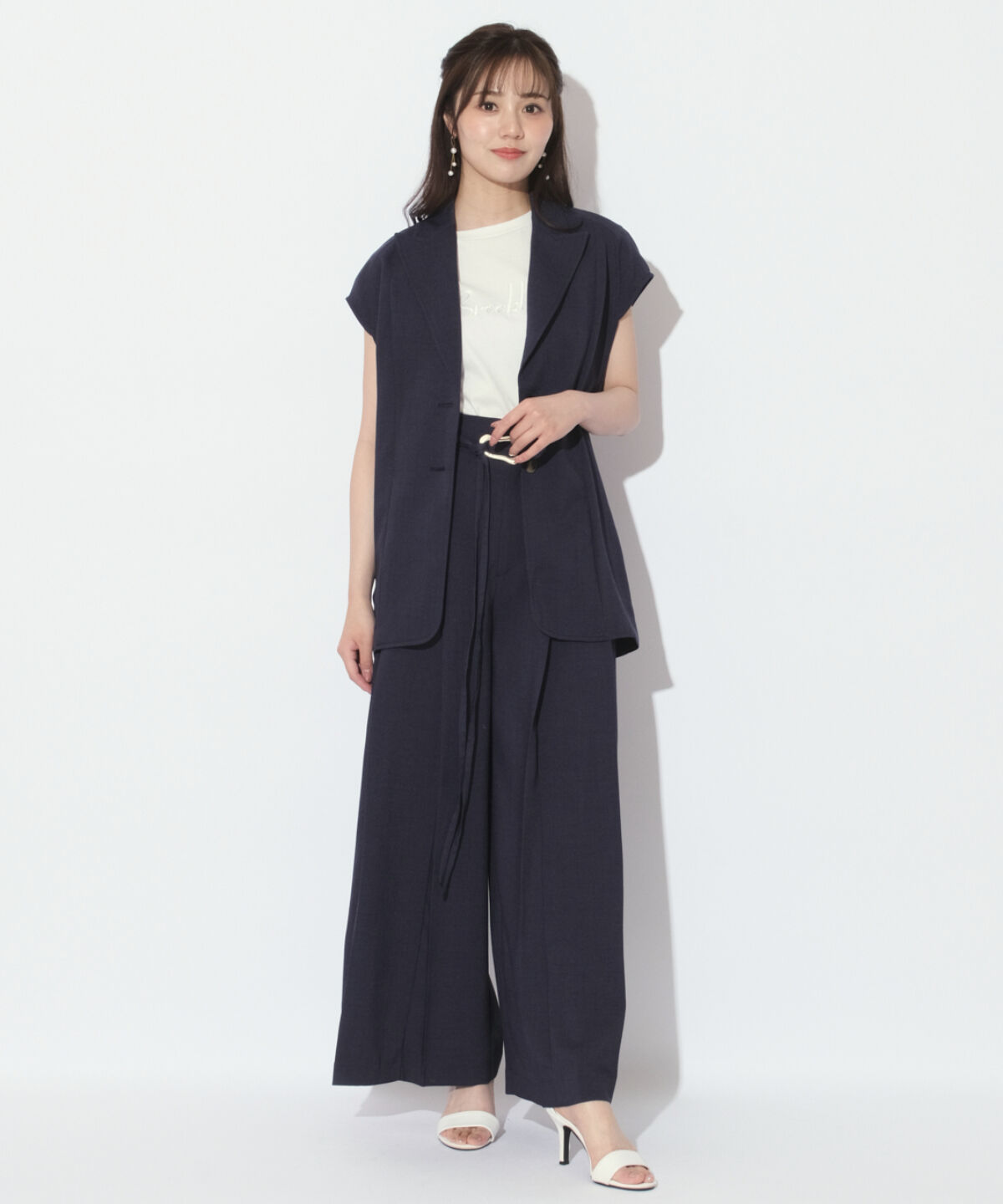 アンドクチュール「麻調プリーツワイドパンツ」|その他|