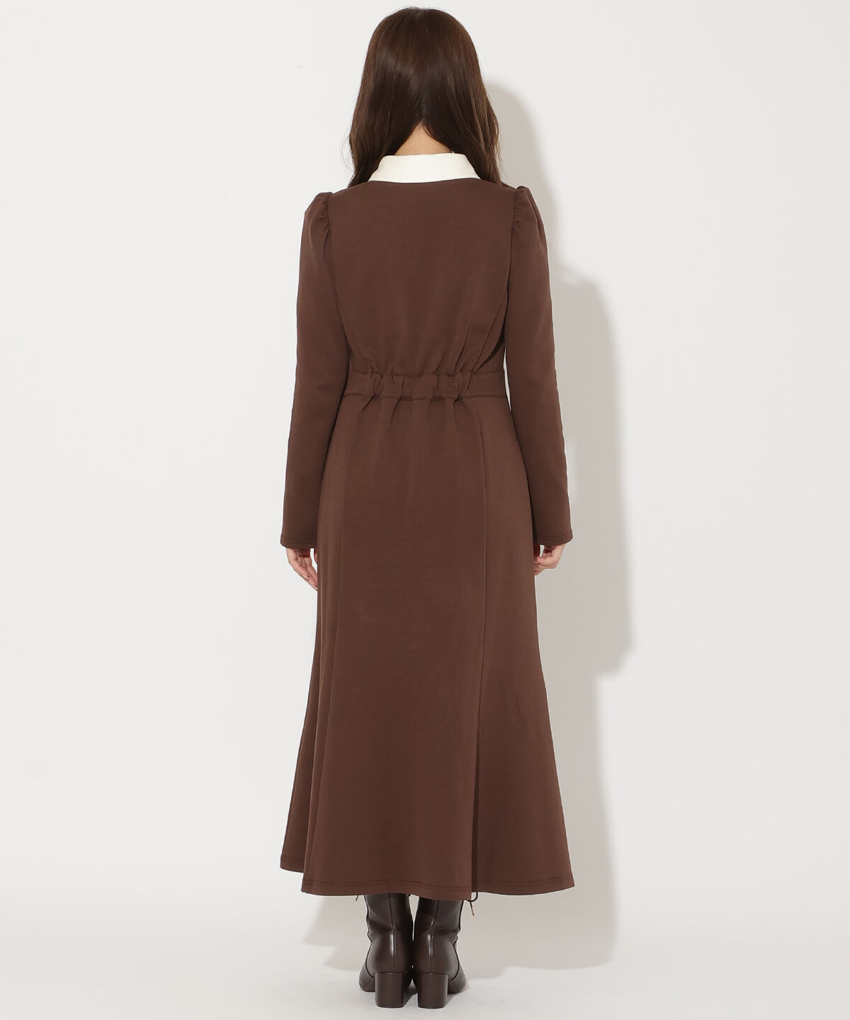 アンドクチュール「配色ポロ襟長袖ワンピース」|ワンピース|