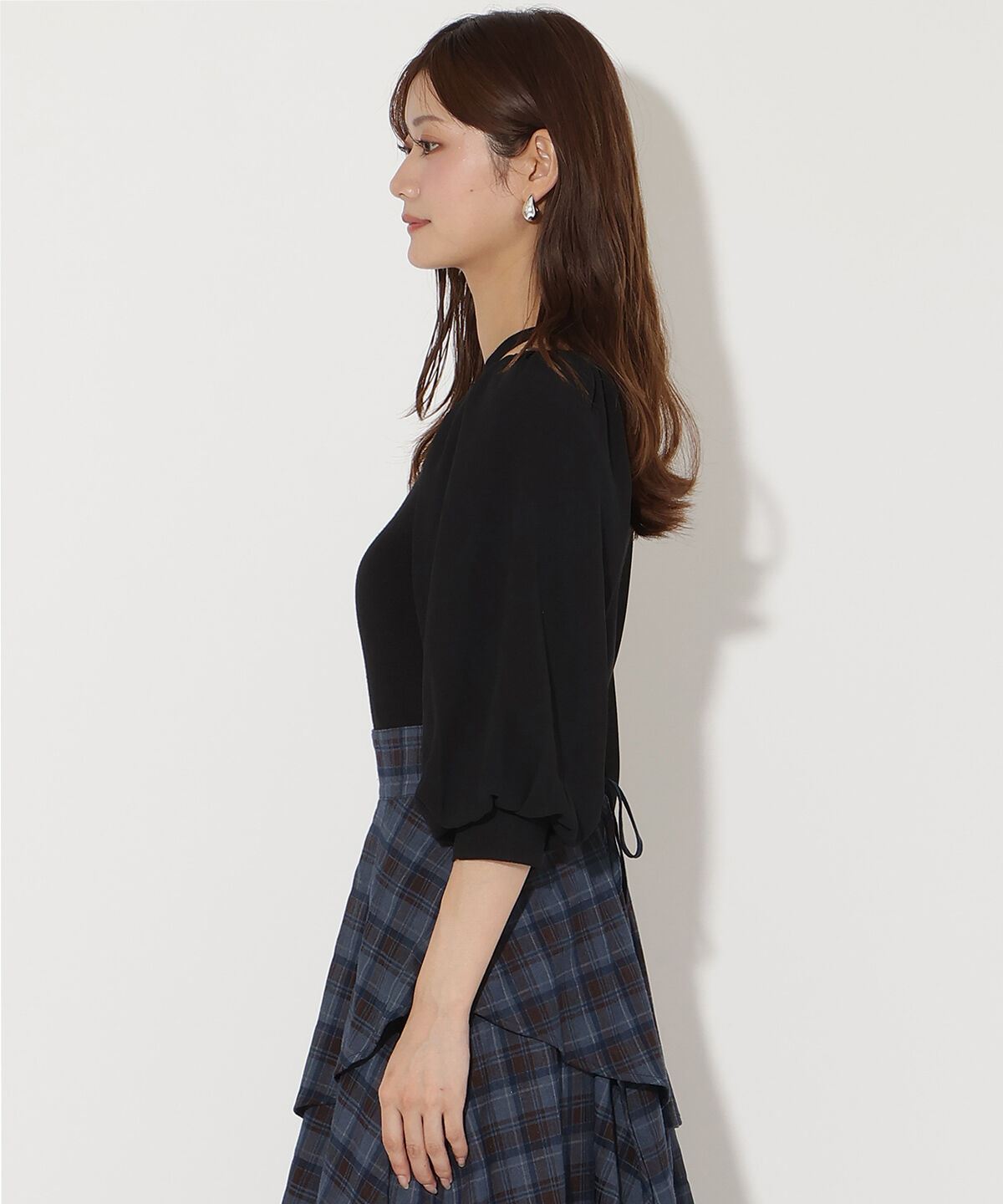 アンドクチュール「7分袖ホルターリボンニットプルオーバー」|ニット・セーター|