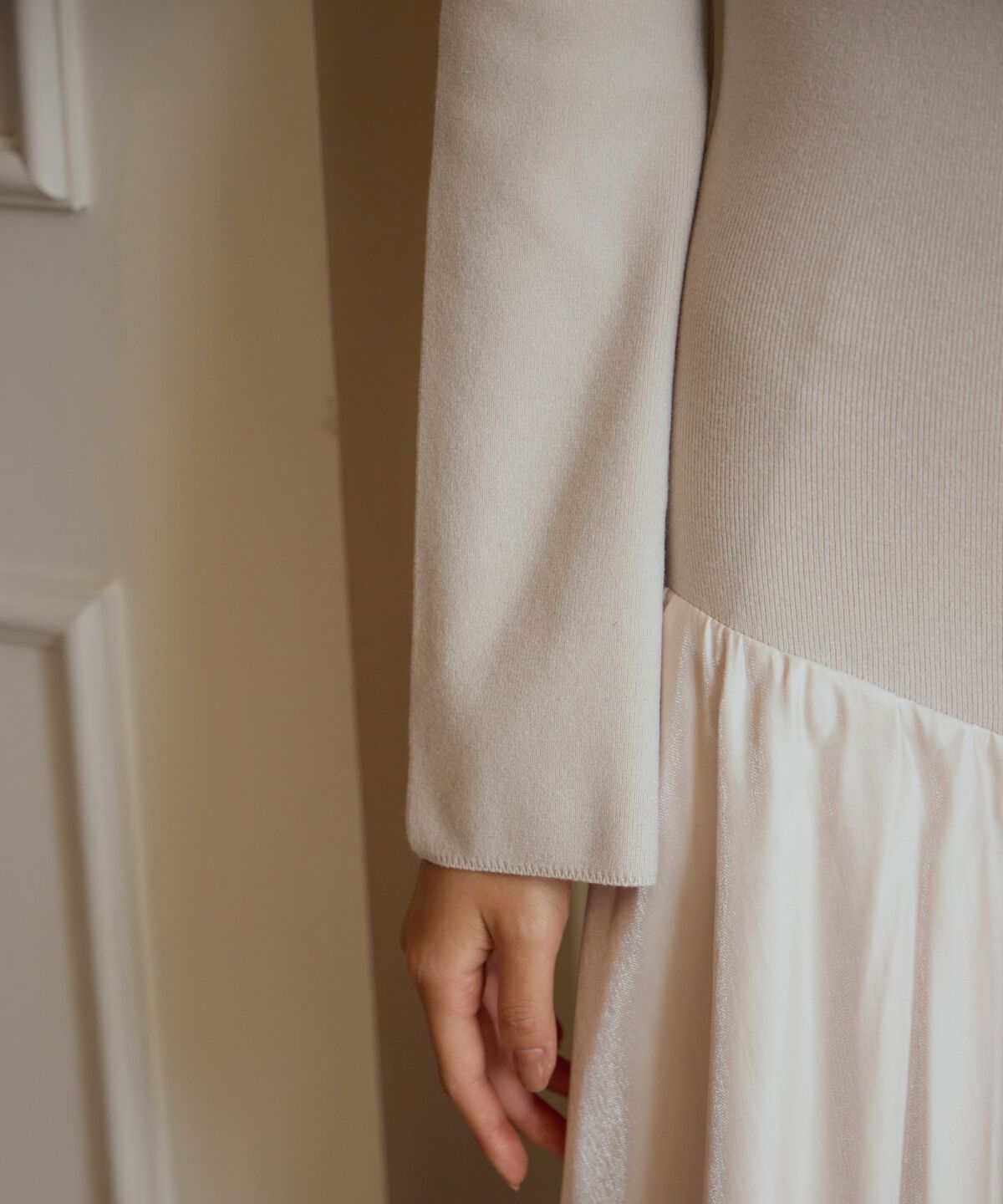 アンドクチュール「ショルダーリボンニットドッキングワンピース」|ワンピース|